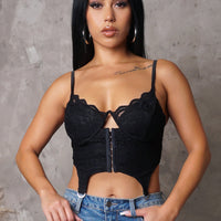 All For Closure Crop Top - Black