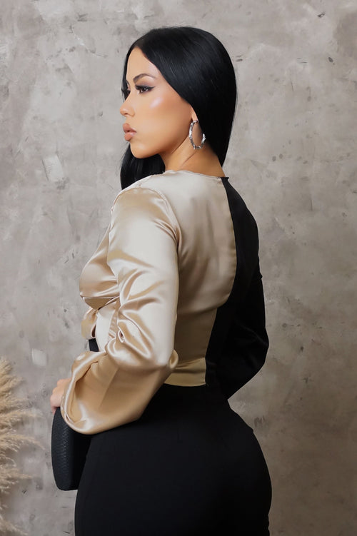 Addicted To You Crop Top - Black / Beige