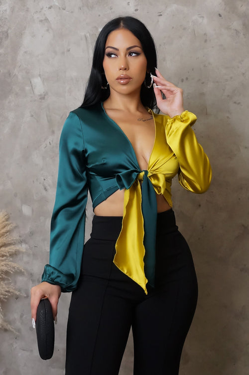 Addicted To You Crop Top - Green / Yellow