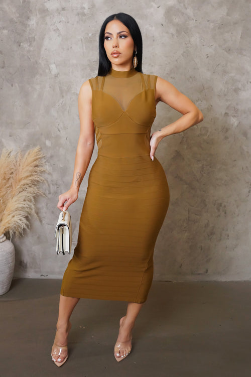 Bandage Midi Dress - Yellow