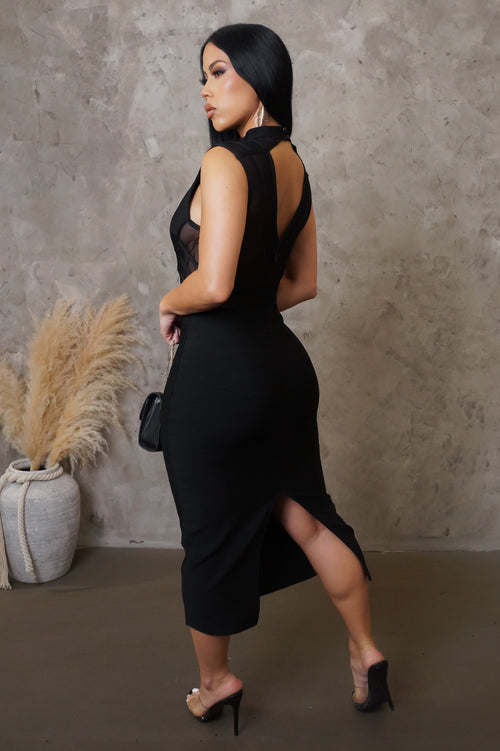 Bandage Midi Dress - Black