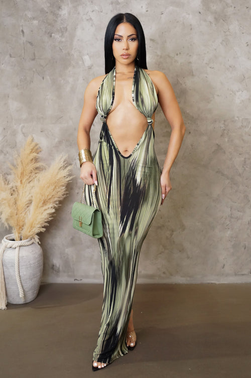 Be With Me Maxi Dress- Green