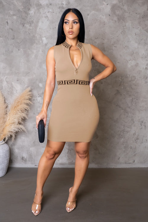 All Over Me Mini Dress - Khaki